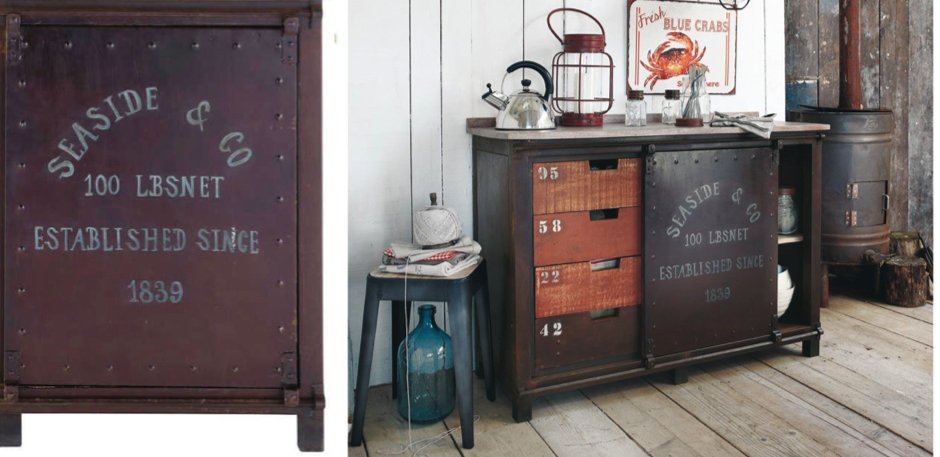Буфет металлический с деревянными ящиками Industrial Rust Iron Buffet Буфет металлический с деревянными ящиками Industrial Rust Iron Buffet - Loft-Concept в Тюмени