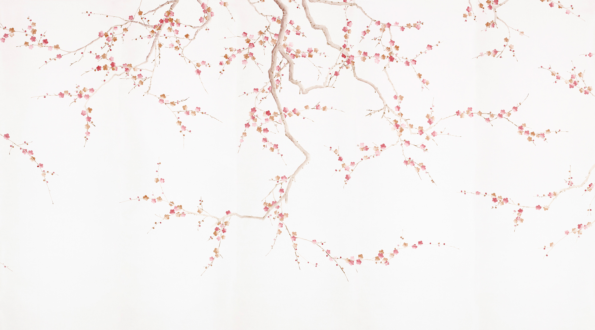 Обои ручная роспись Plum Blossom Bleached on Bleached White dyed silk Обои ручная роспись Plum Blossom Bleached on Bleached White dyed silk - постер Loft-Concept в Тюмени