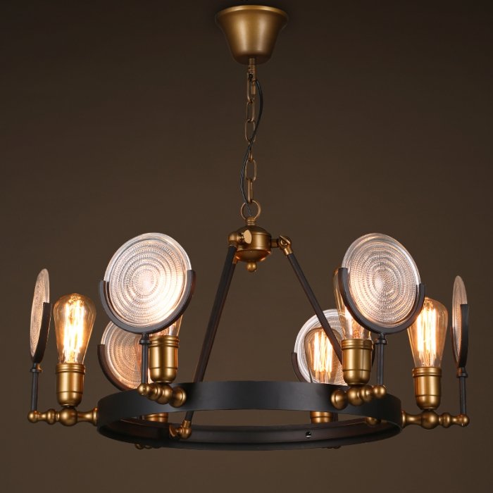 Люстра GASLIGHT LENS Chandelier 6 Черный Люстра GASLIGHT LENS Chandelier 6 Черный в Тюмени | Loft Concept