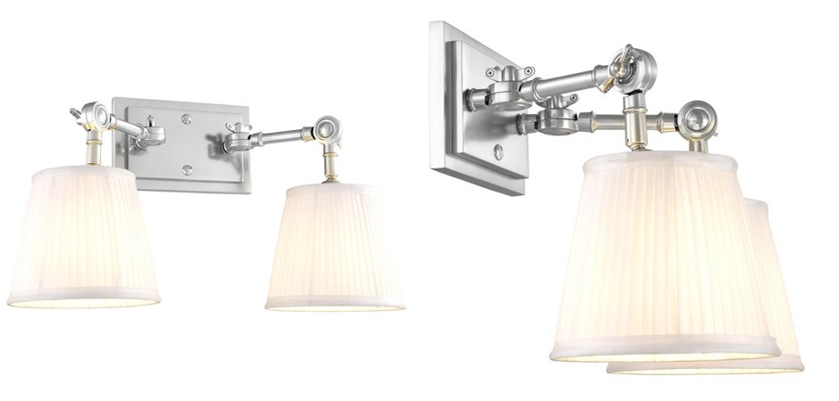 Бра Wall Lamp Wentworth Double Nickel+White Бра Wall Lamp Wentworth Double Nickel+White - Loft-Concept в Тюмени