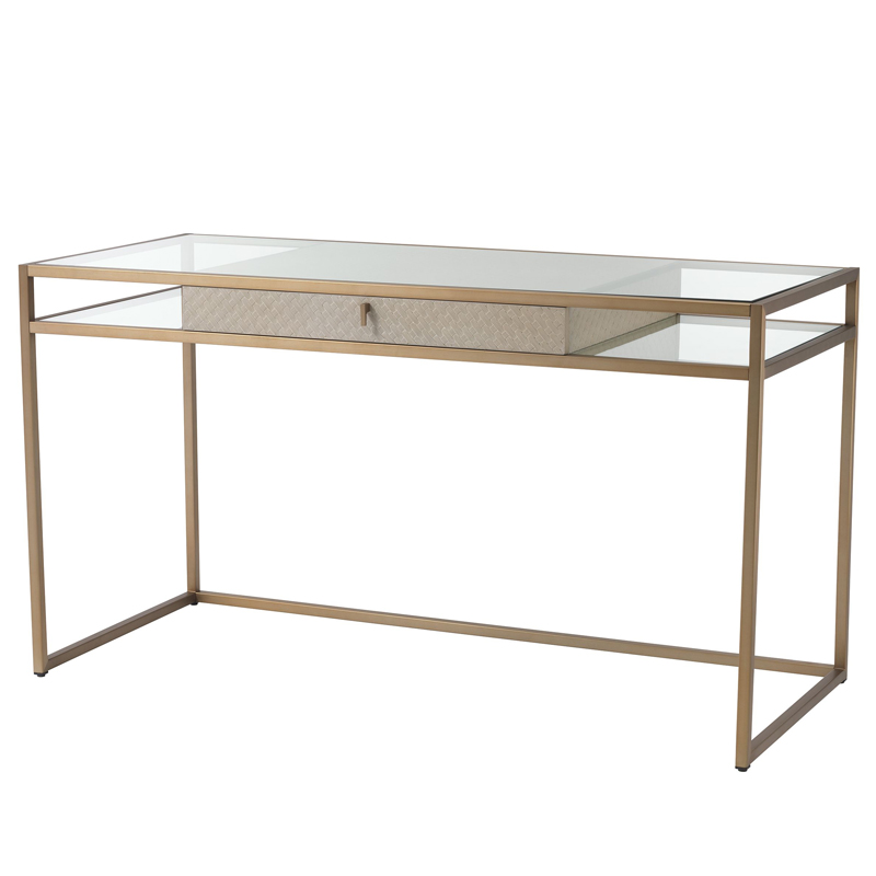 Рабочий стол Eichholtz Desk Napa Valley oak Матовая латунь Бежевый Прозрачный Рабочий стол Eichholtz Desk Napa Valley oak Матовая латунь Бежевый Прозрачный в Тюмени | Loft Concept