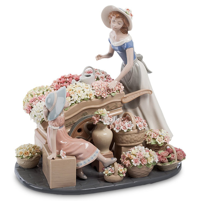 Статуэтка фарфоровая Девушка и маленькая девочка с цветами Charming Statuette Белый Розовый Серо-голубой Зеленый Бежевый Серый Статуэтка фарфоровая Девушка и маленькая девочка с цветами Charming Statuette Белый Розовый Серо-голубой Зеленый Бежевый Серый в Тюмени | Loft Concept