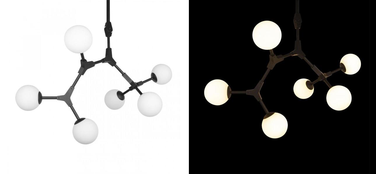 Люстра светодиодная CHERRY BOMB Черный цвет 6 плафонов - фото