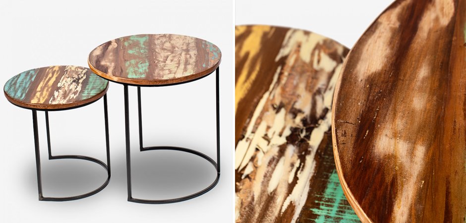 Набор приставных столиков Antique Wood Side Table Набор приставных столиков Antique Wood Side Table - Loft-Concept в Тюмени