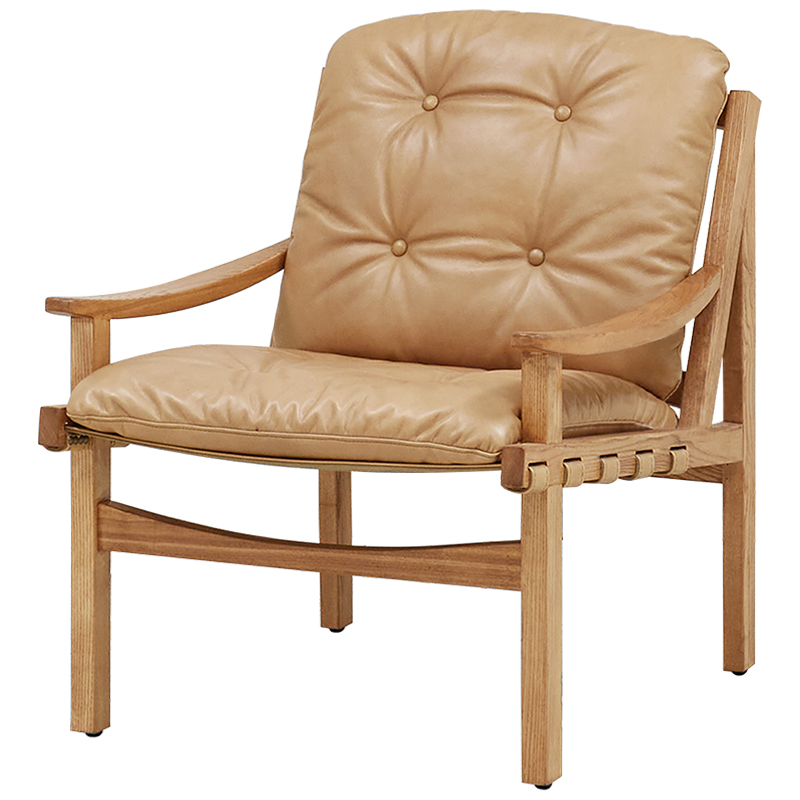 Кресло Bonfils Beige Armchair Бежевый Древесина Латунь Кресло Bonfils Beige Armchair Бежевый Древесина Латунь в Тюмени | Loft Concept