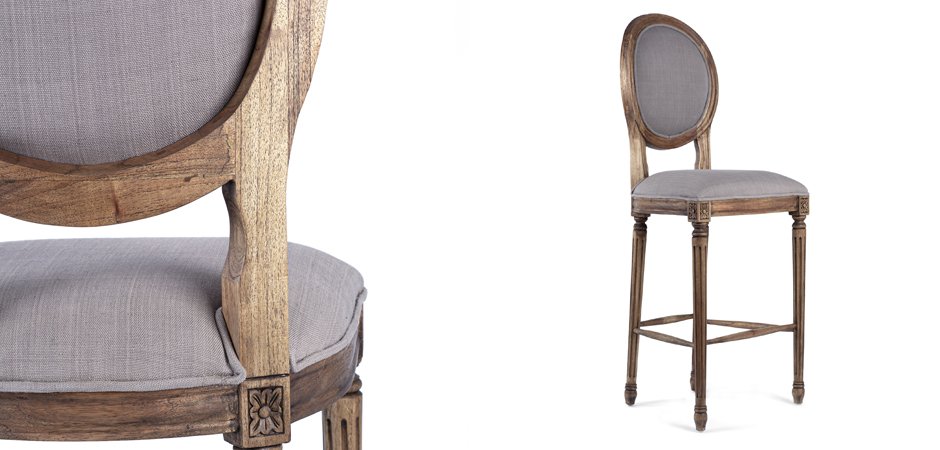 Барный стул REGENCY MEDALLION BARSTOOL Taupe Linen Барный стул REGENCY MEDALLION BARSTOOL Taupe Linen - Loft-Concept в Тюмени