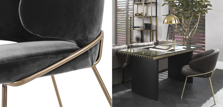 Стул Eichholtz Dining Chair Kinley dark grey Стул Eichholtz Dining Chair Kinley dark grey - Loft-Concept в Тюмени