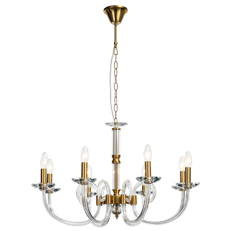 Люстра Twisted Glass Candles Chandelier Золотой Прозрачное Стекло Люстра Twisted Glass Candles Chandelier Золотой Прозрачное Стекло в Тюмени | Loft Concept