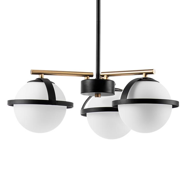 Люстра Balls in Cap Chandelier 3 Черный Белый Латунь Люстра Balls in Cap Chandelier 3 Черный Белый Латунь в Тюмени | Loft Concept