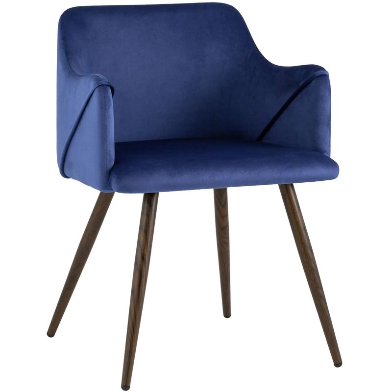 Стул Monarch Chair Синий Велюр Синий Коричневый Стул Monarch Chair Синий Велюр Синий Коричневый в Тюмени | Loft Concept