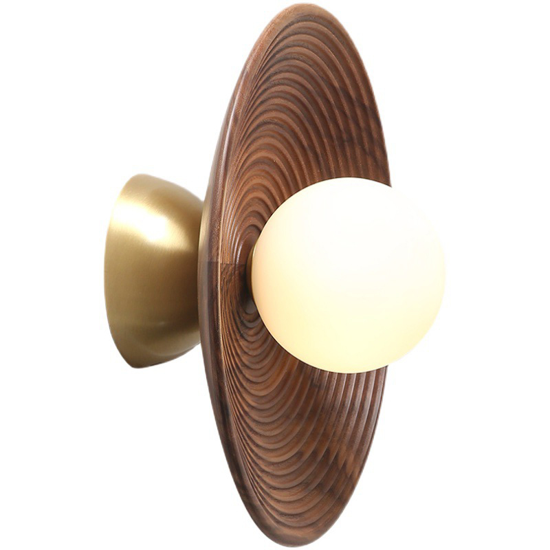 Бра Noya Wooden Wall Lamp Белый Коричневый Латунь сатинированная Бра Noya Wooden Wall Lamp Белый Коричневый Латунь сатинированная в Тюмени | Loft Concept