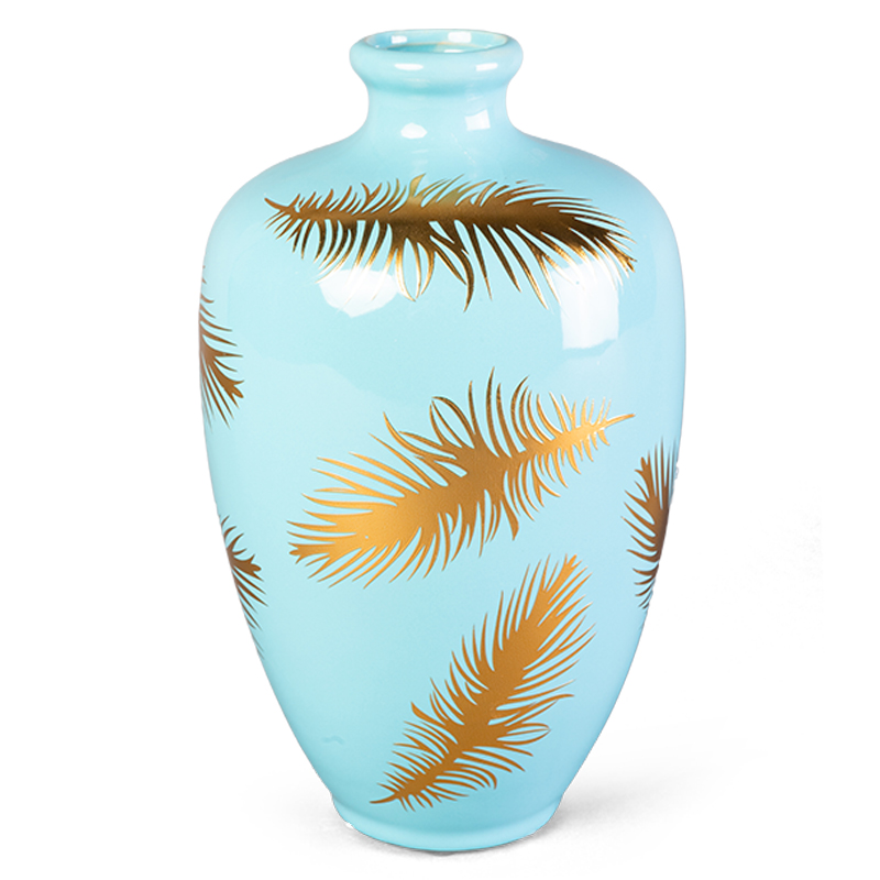 Ваза Gold feathers on blue Vase 25 Голубой Глянцевое золото Ваза Gold feathers on blue Vase 25 Голубой Глянцевое золото в Тюмени | Loft Concept