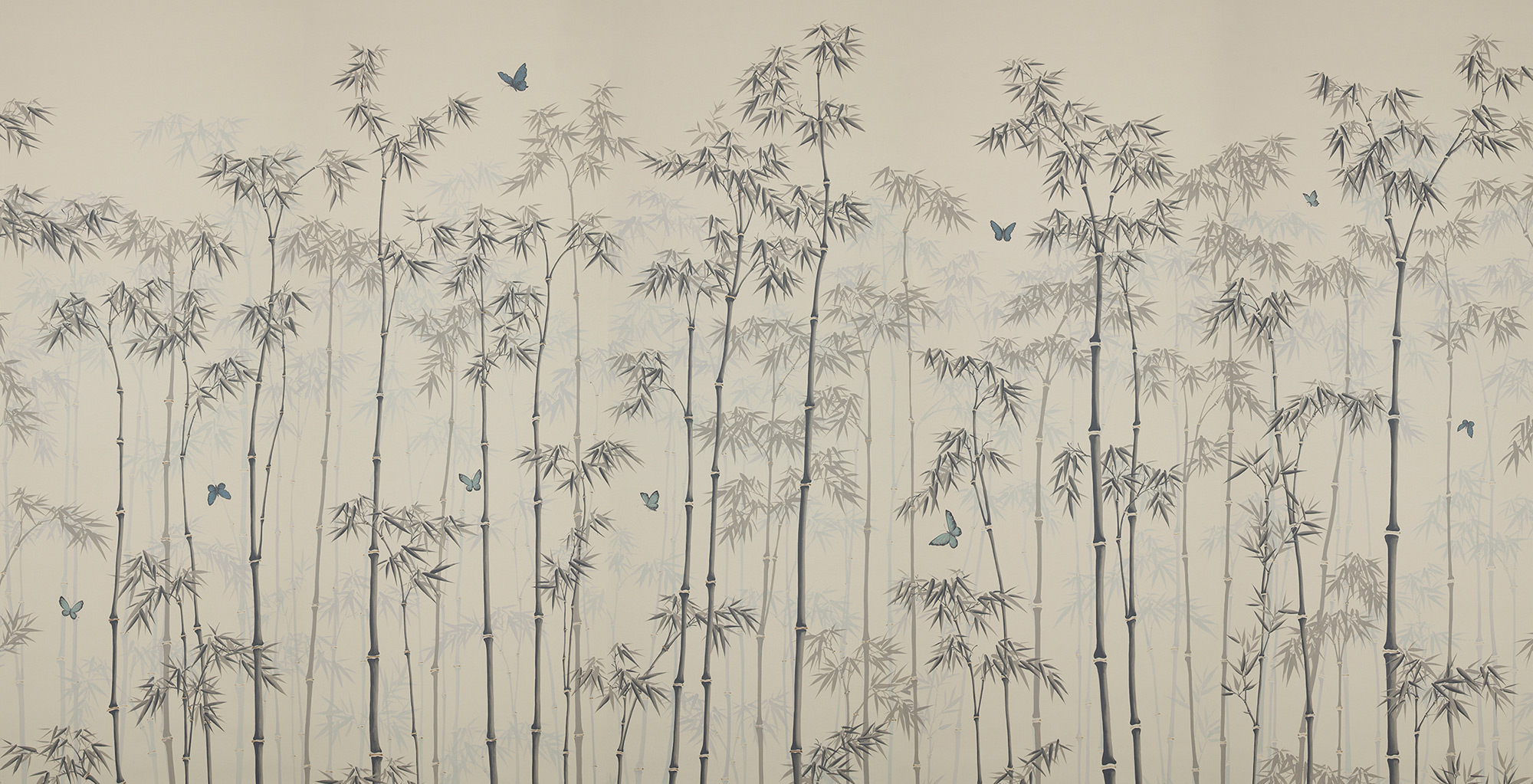 Обои ручная роспись Distant Bamboo Special Colourway on white dyed paper Обои ручная роспись Distant Bamboo Special Colourway on white dyed paper - постер Loft-Concept в Тюмени