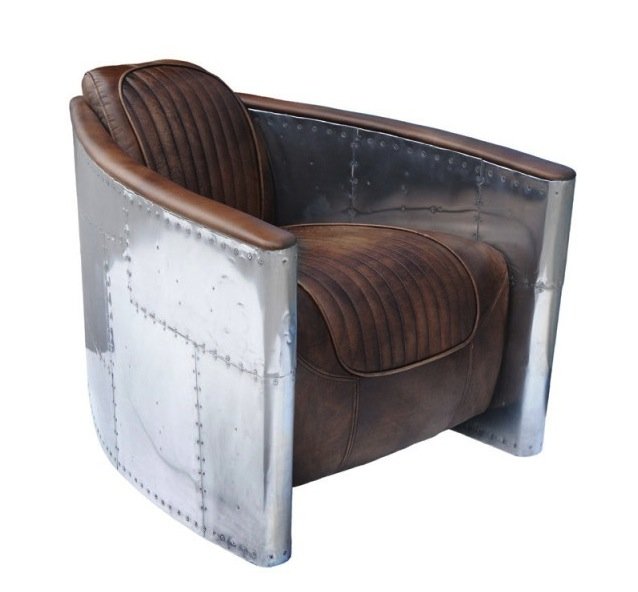 Кресло Aviator Tomcat chair Белый Коричневый Кресло Aviator Tomcat chair Белый Коричневый в Тюмени | Loft Concept