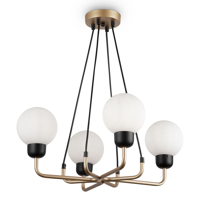 Люстра Andresa Chandelier 4 Balls Золотой Белое матовое стекло Люстра Andresa Chandelier 4 Balls Золотой Белое матовое стекло в Тюмени | Loft Concept