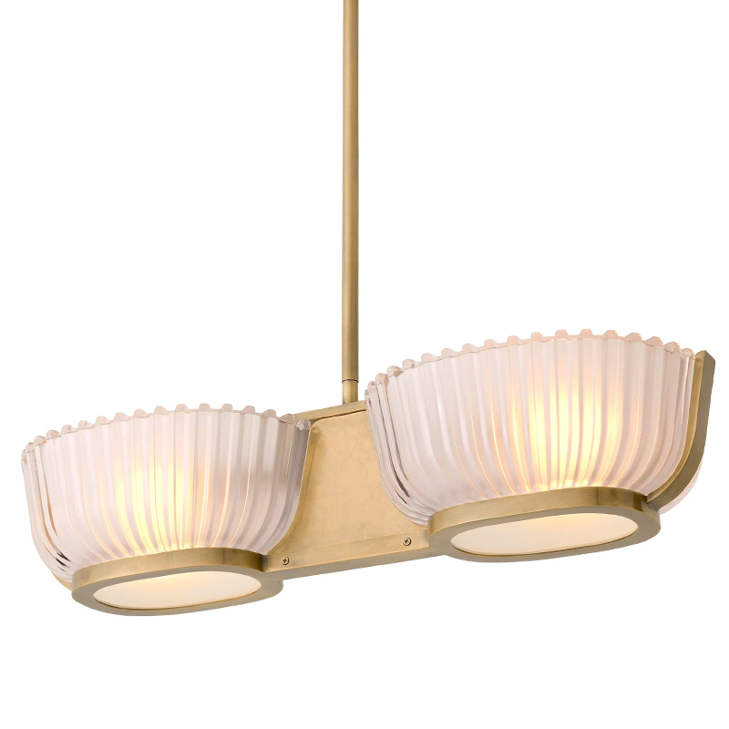 Люстра Eichholtz Chandelier Artos Double Латунь Белое матовое стекло Люстра Eichholtz Chandelier Artos Double Латунь Белое матовое стекло в Тюмени | Loft Concept