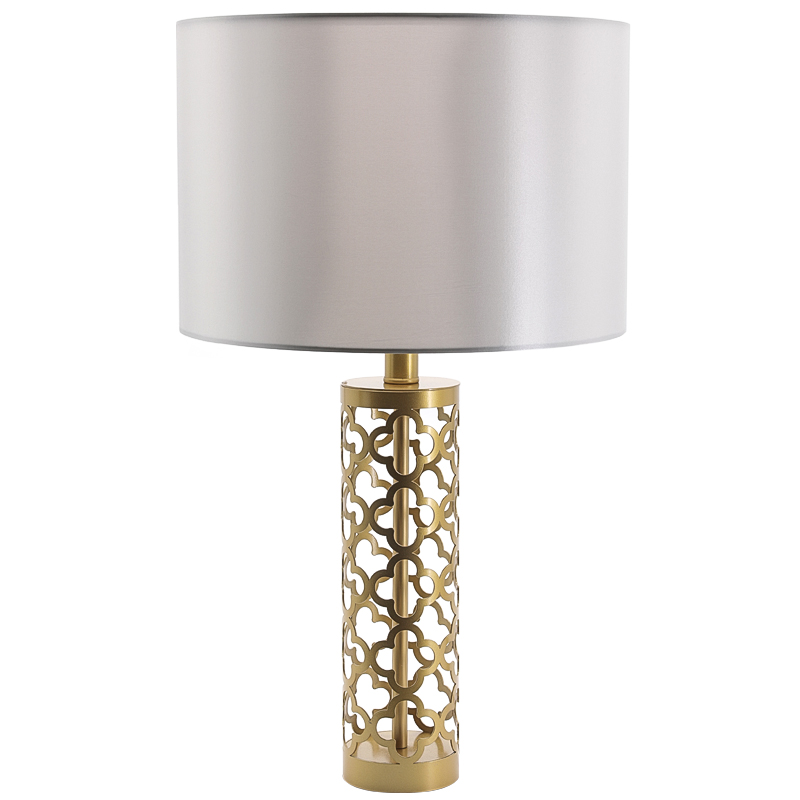 Настольная лампа Arabesque Quatrefoil Drum Table Lamp Золотой Серый Настольная лампа Arabesque Quatrefoil Drum Table Lamp Золотой Серый в Тюмени | Loft Concept