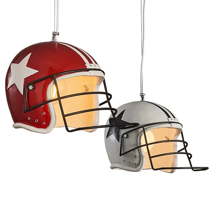 Подвесной светильник Sport Helmet Pendant Белый Красный Подвесной светильник Sport Helmet Pendant Белый Красный в Тюмени | Loft Concept