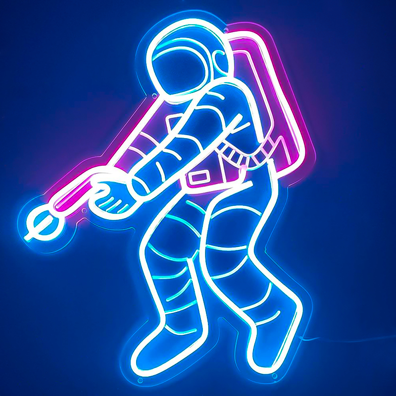 Неоновая настенная лампа Astronaut Neon Wall Lamp Синий Лиловый Неоновая настенная лампа Astronaut Neon Wall Lamp Синий Лиловый в Тюмени | Loft Concept