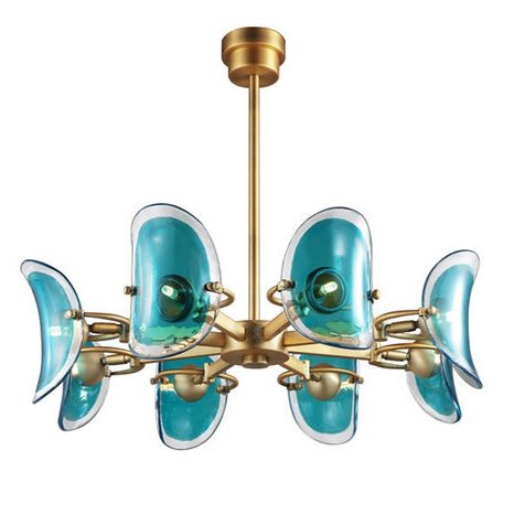 Люстра Lily Turquoise Glass circle Глянцевое золото Бирюзовый в Тюмени | Loft Concept 