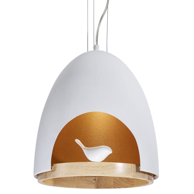 Люстра белого цвета с деревянным обручем PROVENCE BIRD Белый Золотой Бежевый Люстра белого цвета с деревянным обручем PROVENCE BIRD Белый Золотой Бежевый в Тюмени | Loft Concept
