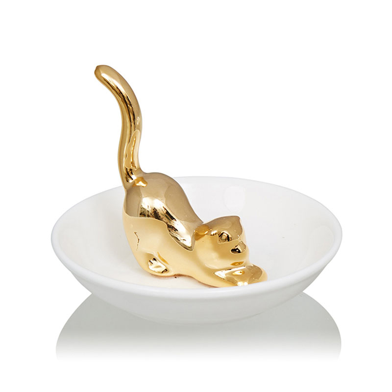 Блюдо Decorative Dish Cat Белый Глянцевое золото Блюдо Decorative Dish Cat Белый Глянцевое золото в Тюмени | Loft Concept