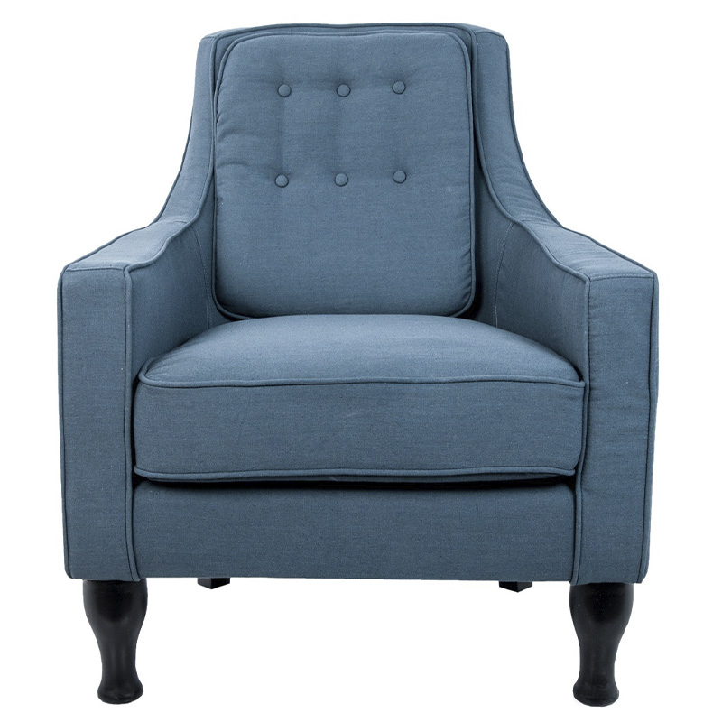 Кресло с мягкой обивкой из льна на 4-х ножках из массива березы Scarlett Armchair blue Голубой Черный Кресло с мягкой обивкой из льна на 4-х ножках из массива березы Scarlett Armchair blue Голубой Черный в Тюмени | Loft Concept