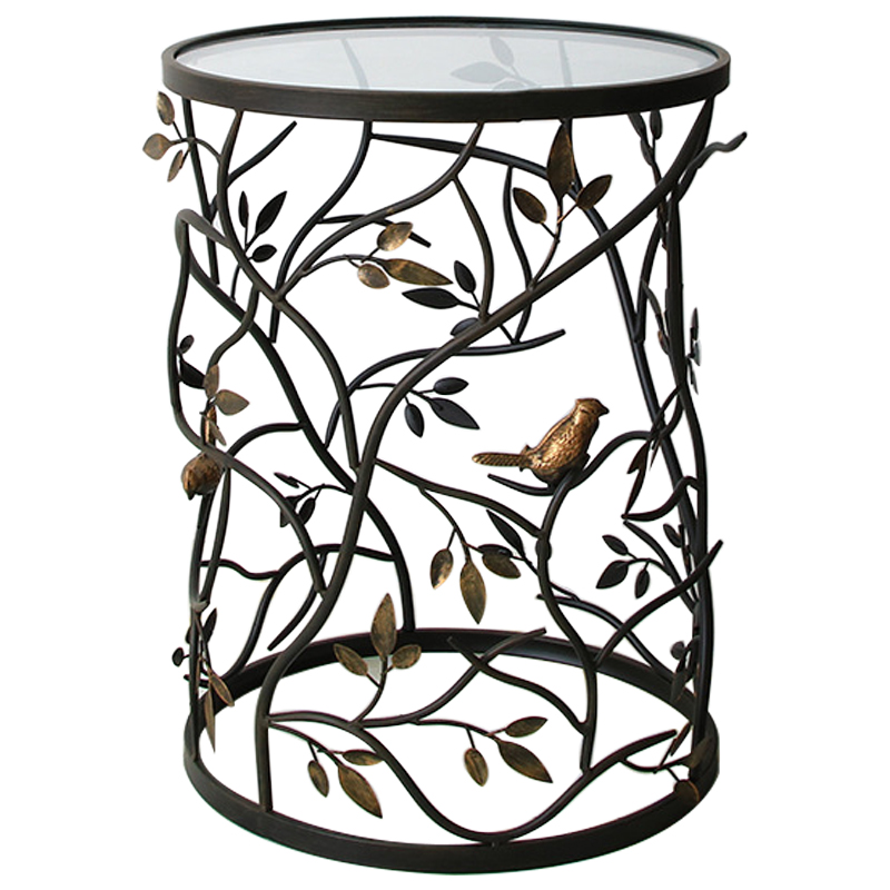 Приставной стол Ruairi Metal Leaves Side Table Черный Золотой Прозрачное Стекло Приставной стол Ruairi Metal Leaves Side Table Черный Золотой Прозрачное Стекло в Тюмени | Loft Concept