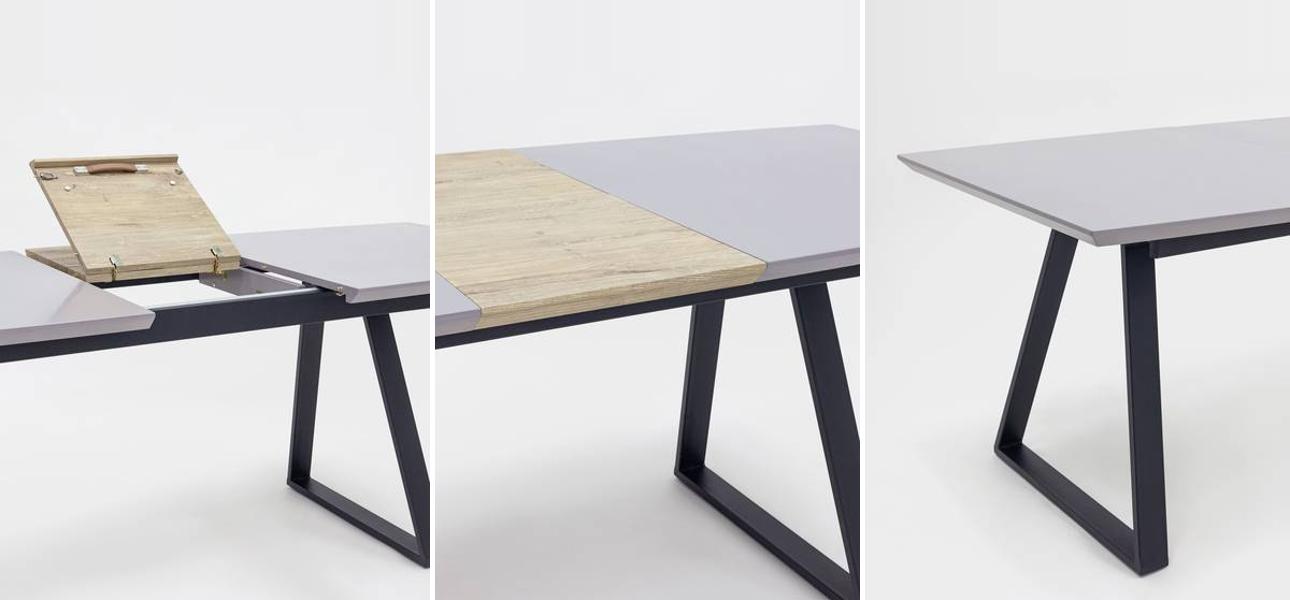 Стол обеденный раздвижной Magali ширина 160 серая столешница - фото №1