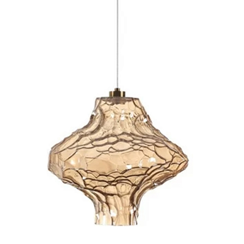 Подвесной светильник с плафоном из фактурного светло-янтарного стекла Light Ensemble Янтарный Бронза в Тюмени | Loft Concept 
