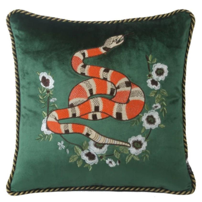 Подушка с Вышивкой Стиль Gucci IV Зеленый Подушка с Вышивкой Стиль Gucci IV Зеленый в Тюмени | Loft Concept