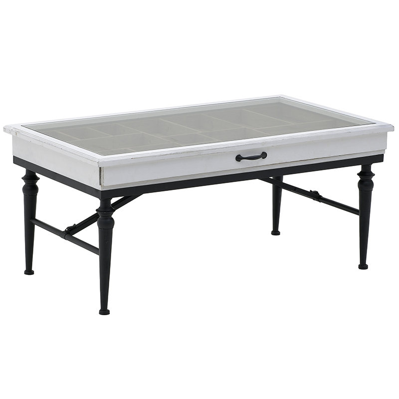 Кофейный стол с выдвижным ящиком Provence Coffee Table with Drawer Белый Черный Кофейный стол с выдвижным ящиком Provence Coffee Table with Drawer Белый Черный в Тюмени | Loft Concept
