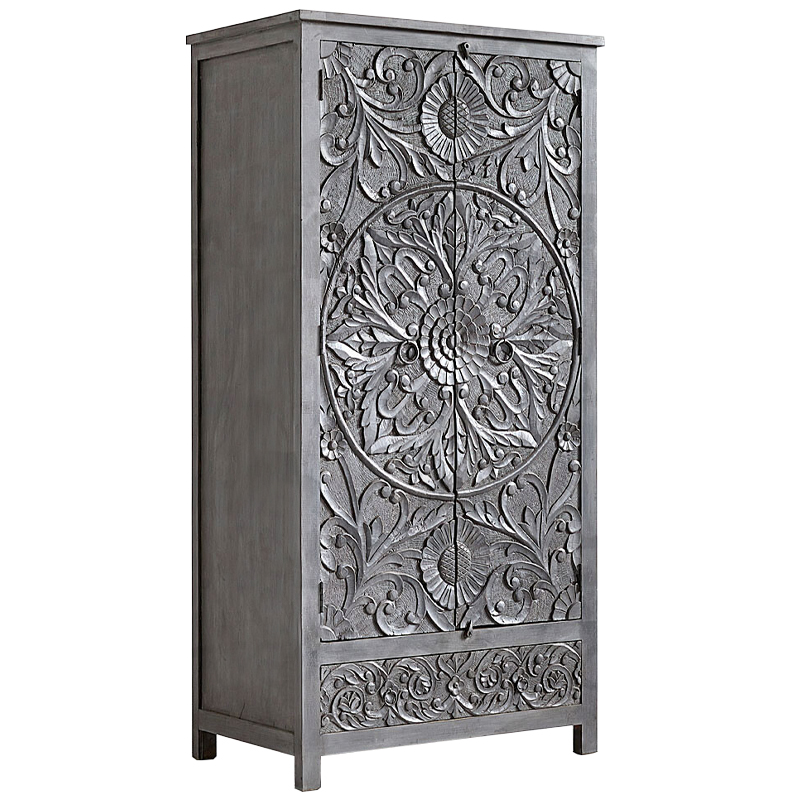 Шкаф Indian Antique White Furniture Cupboard Devan серый Серый Шкаф Indian Antique White Furniture Cupboard Devan серый Серый в Тюмени | Loft Concept