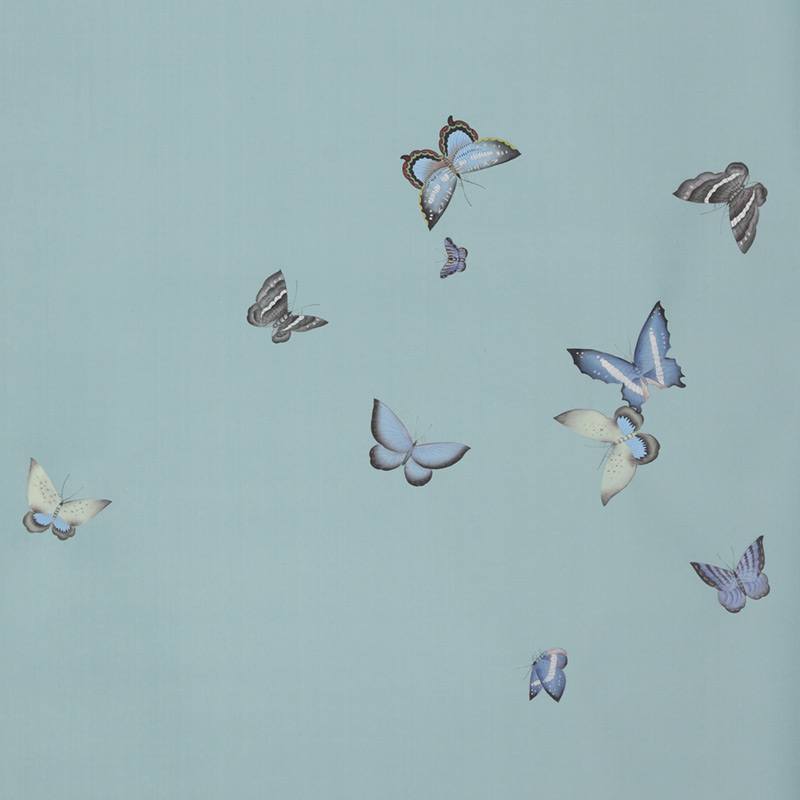 Обои ручная роспись Butterflies Special Colourway on Duck Egg dyed silk Обои ручная роспись Butterflies Special Colourway on Duck Egg dyed silk в Тюмени | Loft Concept