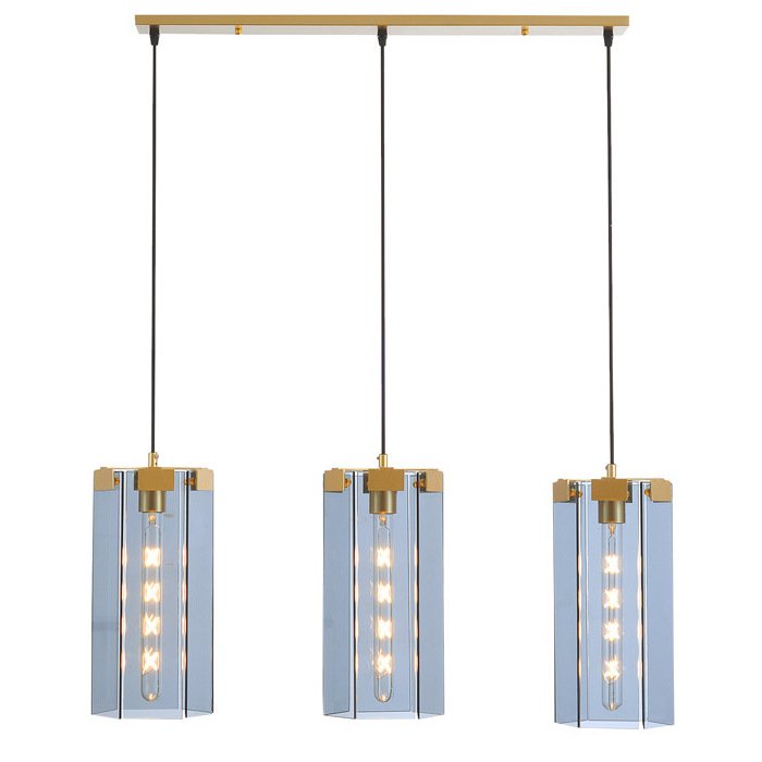 Люстра Rectangle Gray Glass Pendant Lamp 3 Золотой Прозрачное Стекло Люстра Rectangle Gray Glass Pendant Lamp 3 Золотой Прозрачное Стекло в Тюмени | Loft Concept