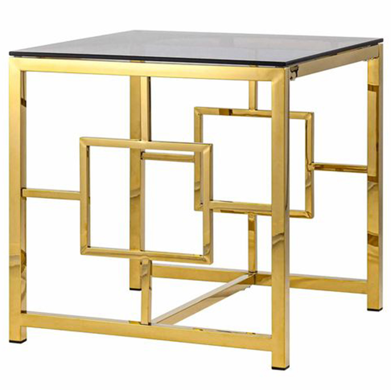 Стол приставной Milan Tables Gold Золотой Стекло Смок Стол приставной Milan Tables Gold Золотой Стекло Смок в Тюмени | Loft Concept