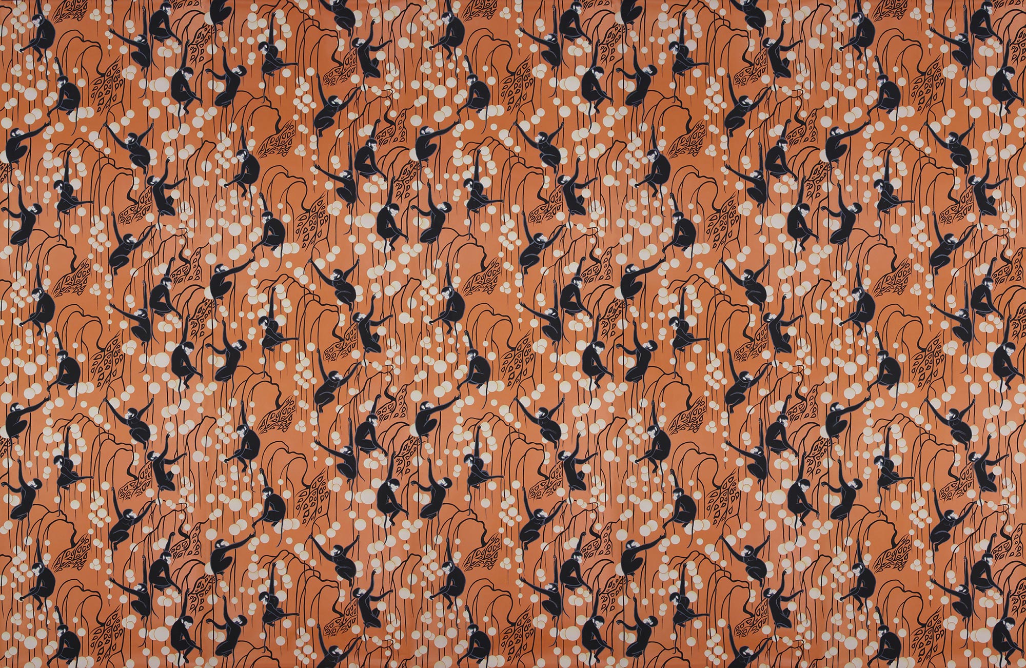 Обои ручная роспись Deco Monkeys Terracotta on dyed paper Обои ручная роспись Deco Monkeys Terracotta on dyed paper - постер Loft-Concept в Тюмени