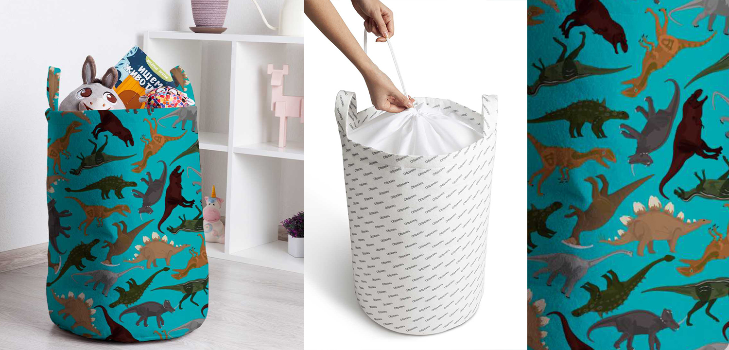 Корзина Turquoise Dinosaurs Basket - фото