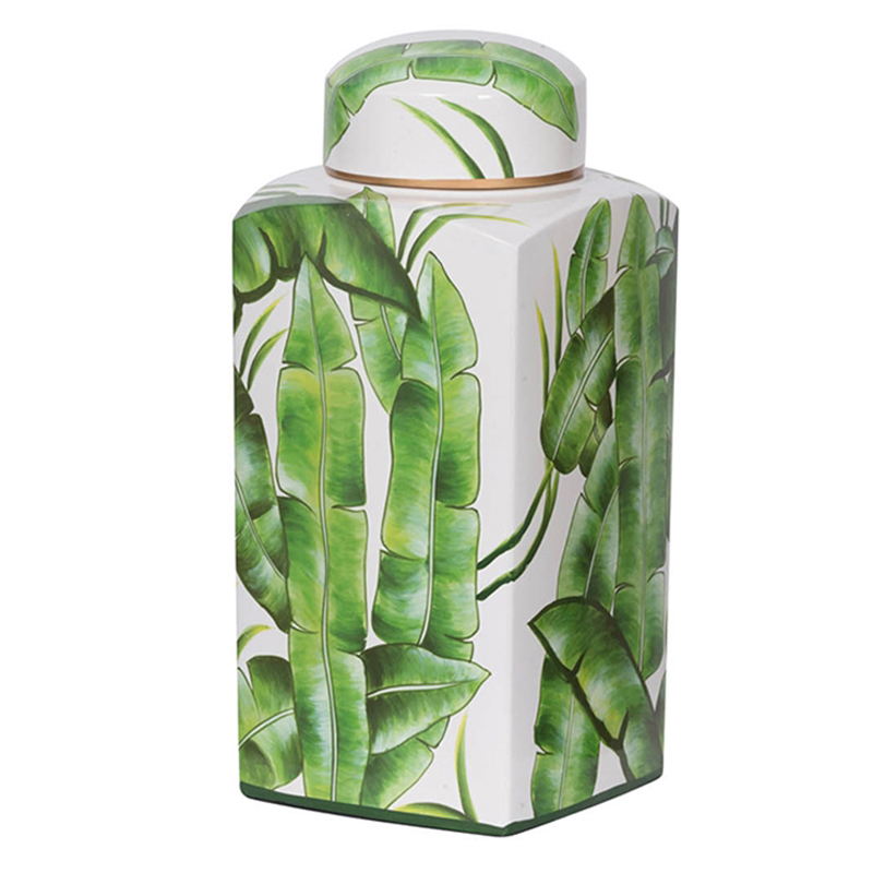 Ваза Vase Green Leaves 36 Зеленый Белый Ваза Vase Green Leaves 36 Зеленый Белый в Тюмени | Loft Concept