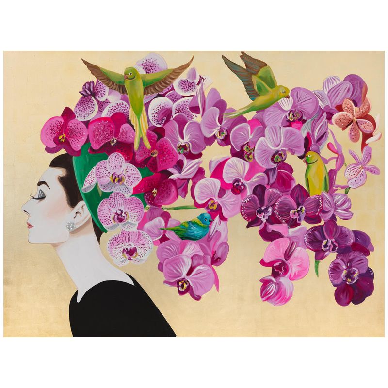Картина Audrey with Moon Orchids and Green Parrots on Gold Leaf Мульти Картина Audrey with Moon Orchids and Green Parrots on Gold Leaf Мульти в Тюмени | Loft Concept