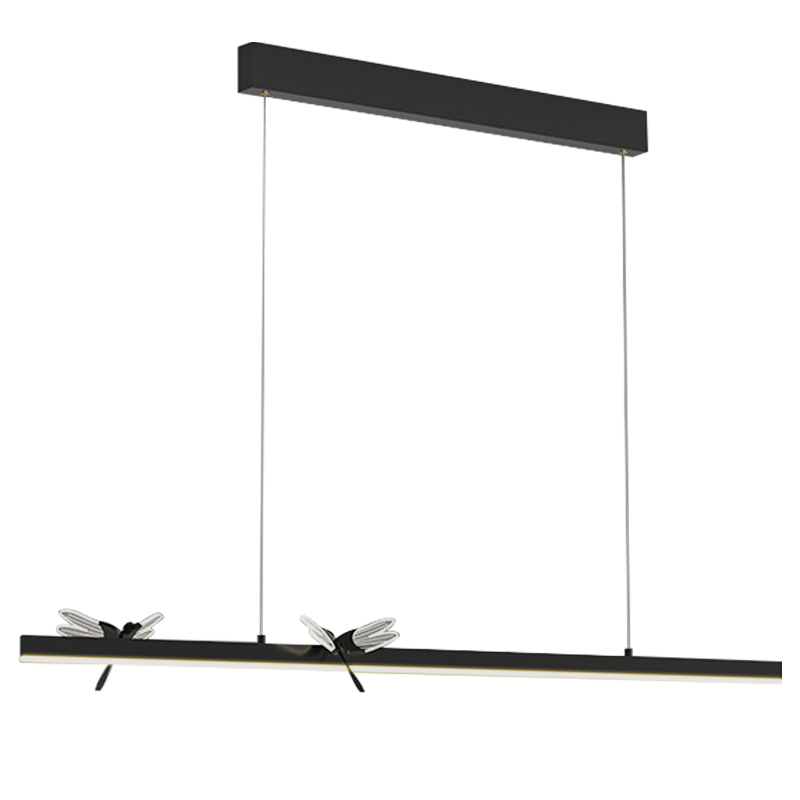 Линейный светильник со стрекозами Dragonfly Linear Chandelier Black Прозрачный Черный в Тюмени | Loft Concept 