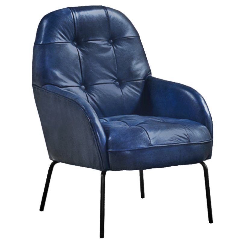 Кресло SHAPKIN LEATHER ARM CHAIR BLUE Синий Черный Кресло SHAPKIN LEATHER ARM CHAIR BLUE Синий Черный в Тюмени | Loft Concept