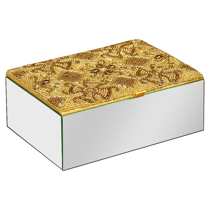 Шкатулка с вышивкой из бисера Aruna Beads Embroidery Mirror Box Зеркало Золотой Шкатулка с вышивкой из бисера Aruna Beads Embroidery Mirror Box Зеркало Золотой в Тюмени | Loft Concept