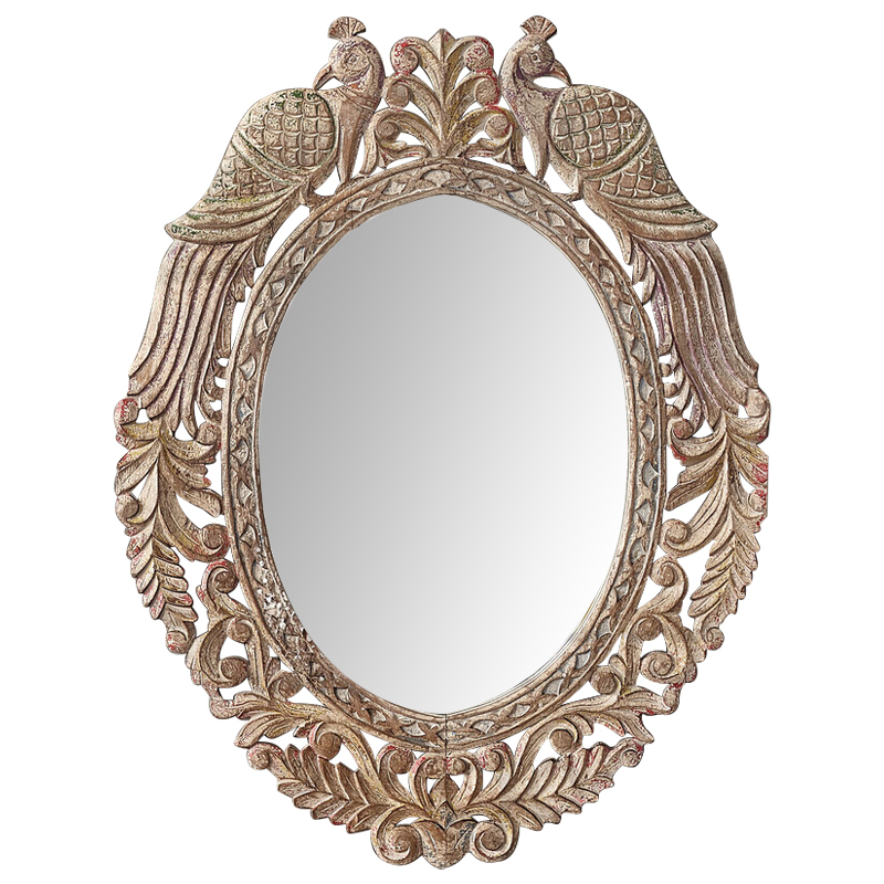 Зеркало в резной раме Viaan Grey Mango Carved Mirror Бежево-серый Коричневый винтаж Зеркало в резной раме Viaan Grey Mango Carved Mirror Бежево-серый Коричневый винтаж в Тюмени | Loft Concept