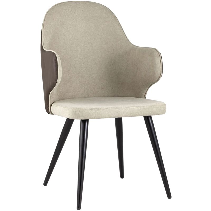 Стул Miruna Fabric and Leather Chair с Подлокотником Бежевый Коричневый Черный Стул Miruna Fabric and Leather Chair с Подлокотником Бежевый Коричневый Черный в Тюмени | Loft Concept