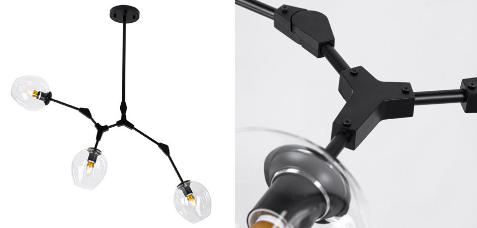 Люстра Сrumpled Glass Bubble Chandelier Black 3 плафона Люстра Сrumpled Glass Bubble Chandelier Black 3 плафона - Loft-Concept в Тюмени