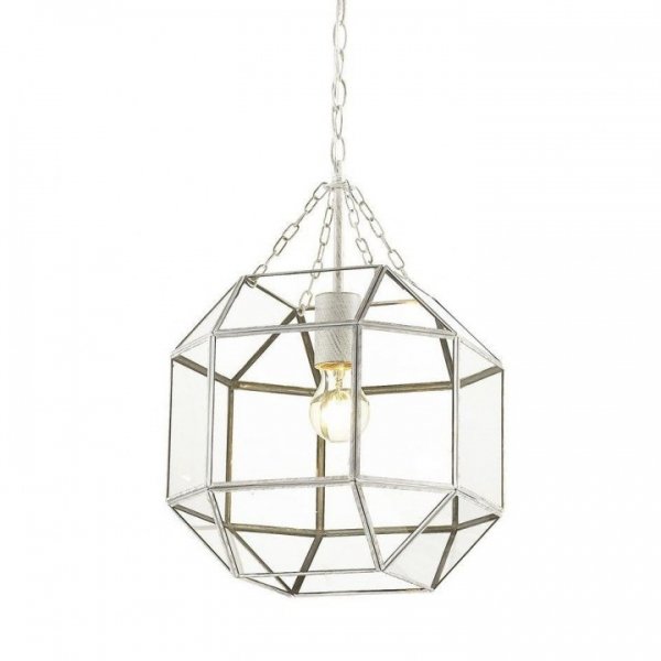 Подвесной светильник Glass & Metal Cage Pendant White Белый в Тюмени | Loft Concept 