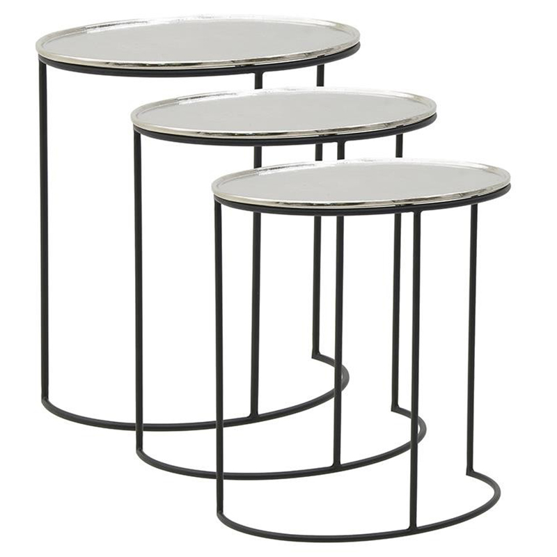 Комплект из 3-х приставных столов Heather Side Tables Черный Серебряный Комплект из 3-х приставных столов Heather Side Tables Черный Серебряный в Тюмени | Loft Concept