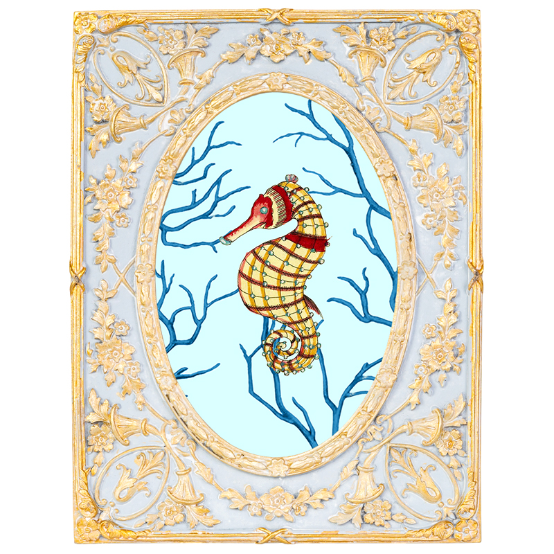 Картина в раме с золотым орнаментом Seashell Still Life Мульти Золотой Голубой Картина в раме с золотым орнаментом Seashell Still Life Мульти Золотой Голубой в Тюмени | Loft Concept