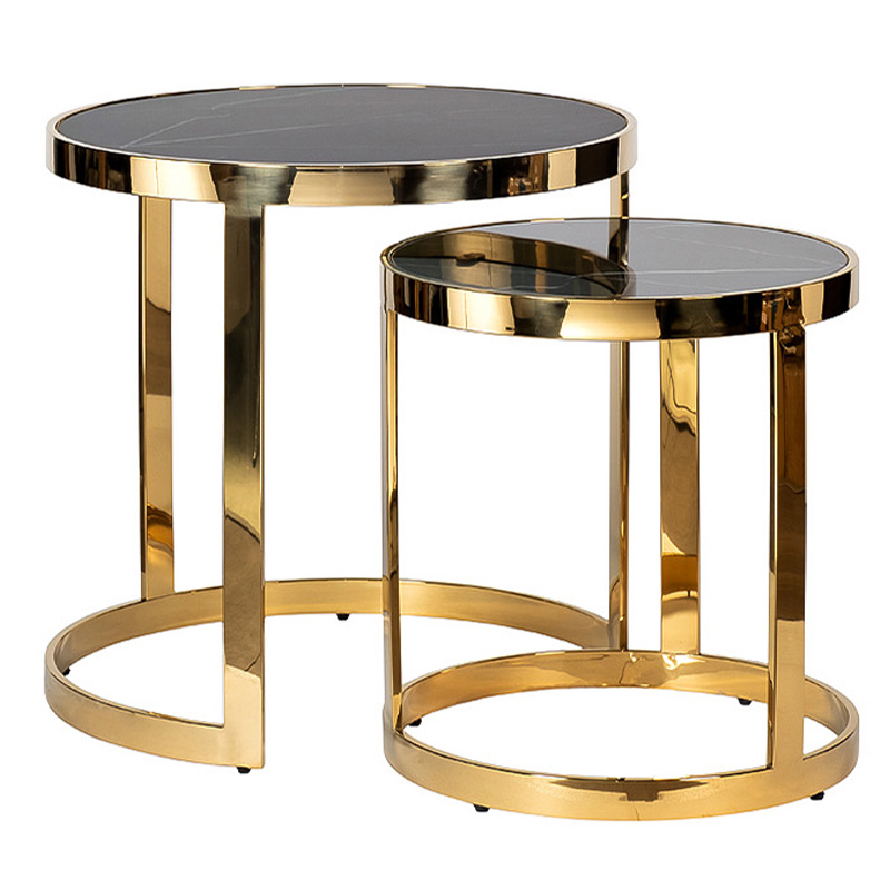 Комплект приставных столов Geirulf Side Table Глянцевое золото Черный Комплект приставных столов Geirulf Side Table Глянцевое золото Черный в Тюмени | Loft Concept